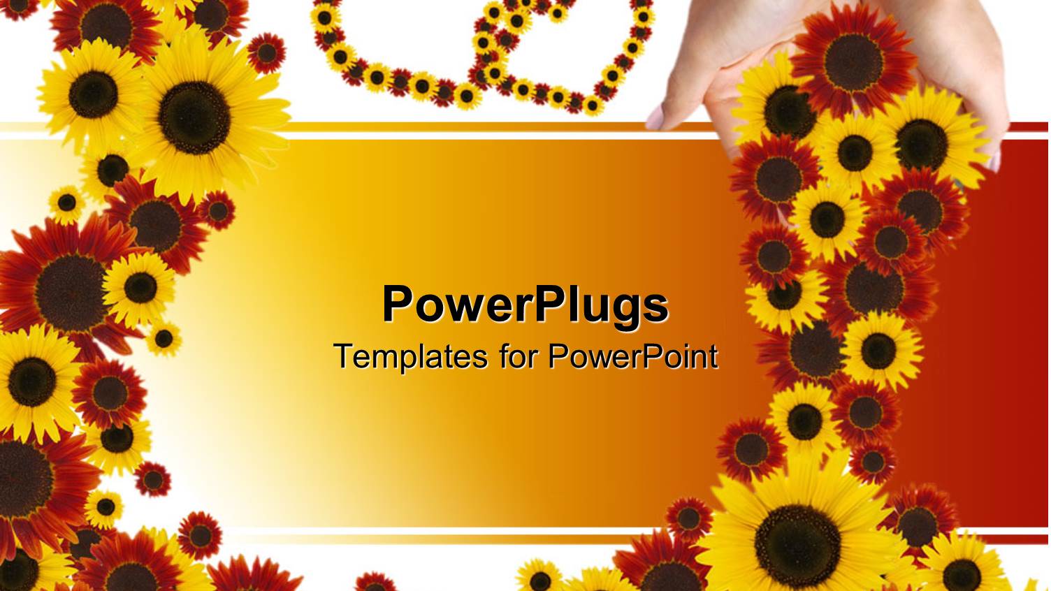 Lots of Yellow and Red Colored Flowers with Two Love Shapes