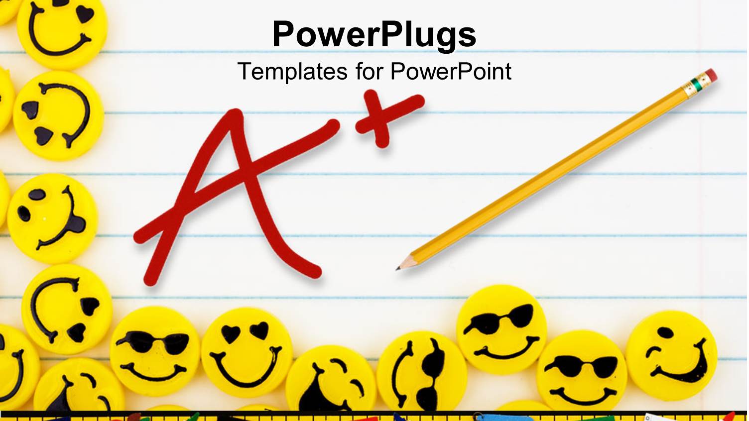 Lots of Yellow Smiley Faces on a Lined Paper Background Happy Days