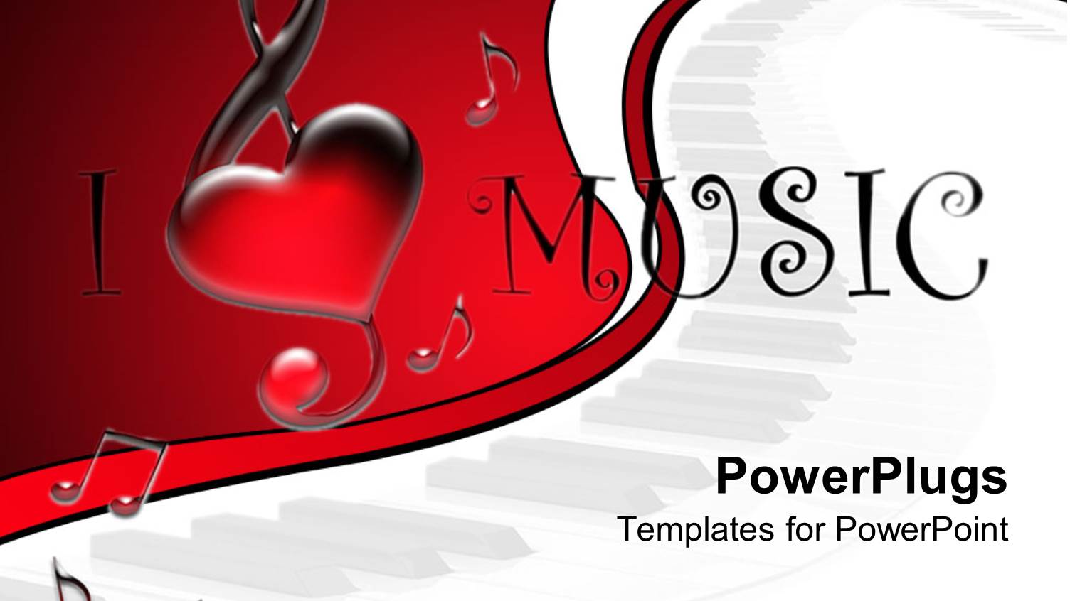 i Love Music Text Surrounded by Music Tones in Red-White Background