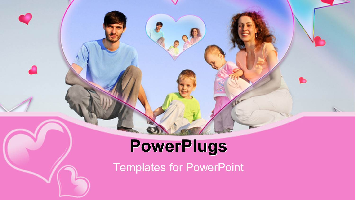 Lovely and Happy Family Collage with Hearts and Stars