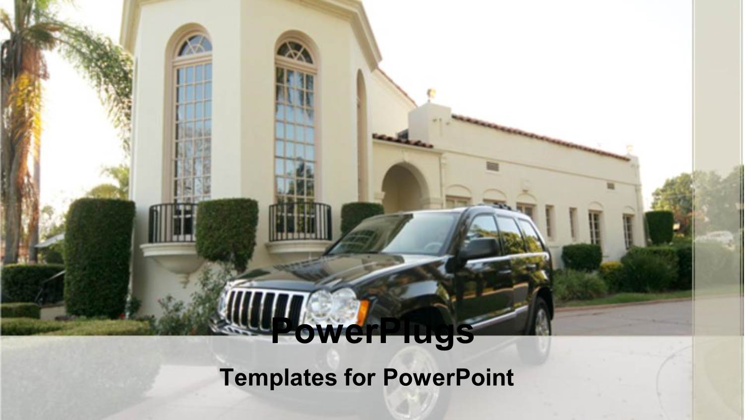 Luxury Mansion Home with SUV Parked in Front