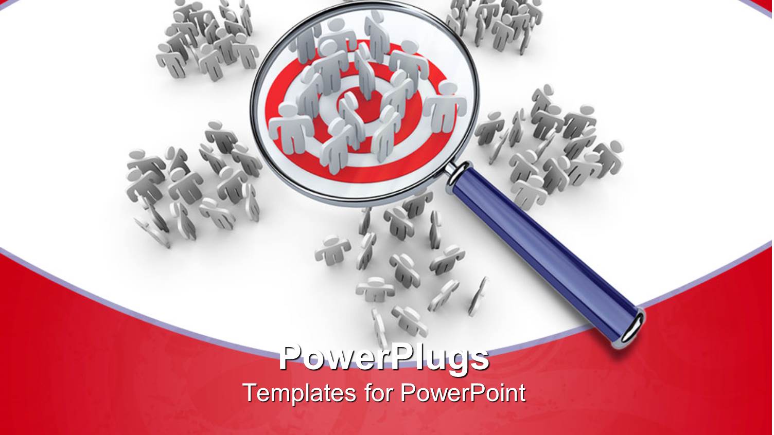 Magnifying Glass Hovering Above Group of People on Red Target