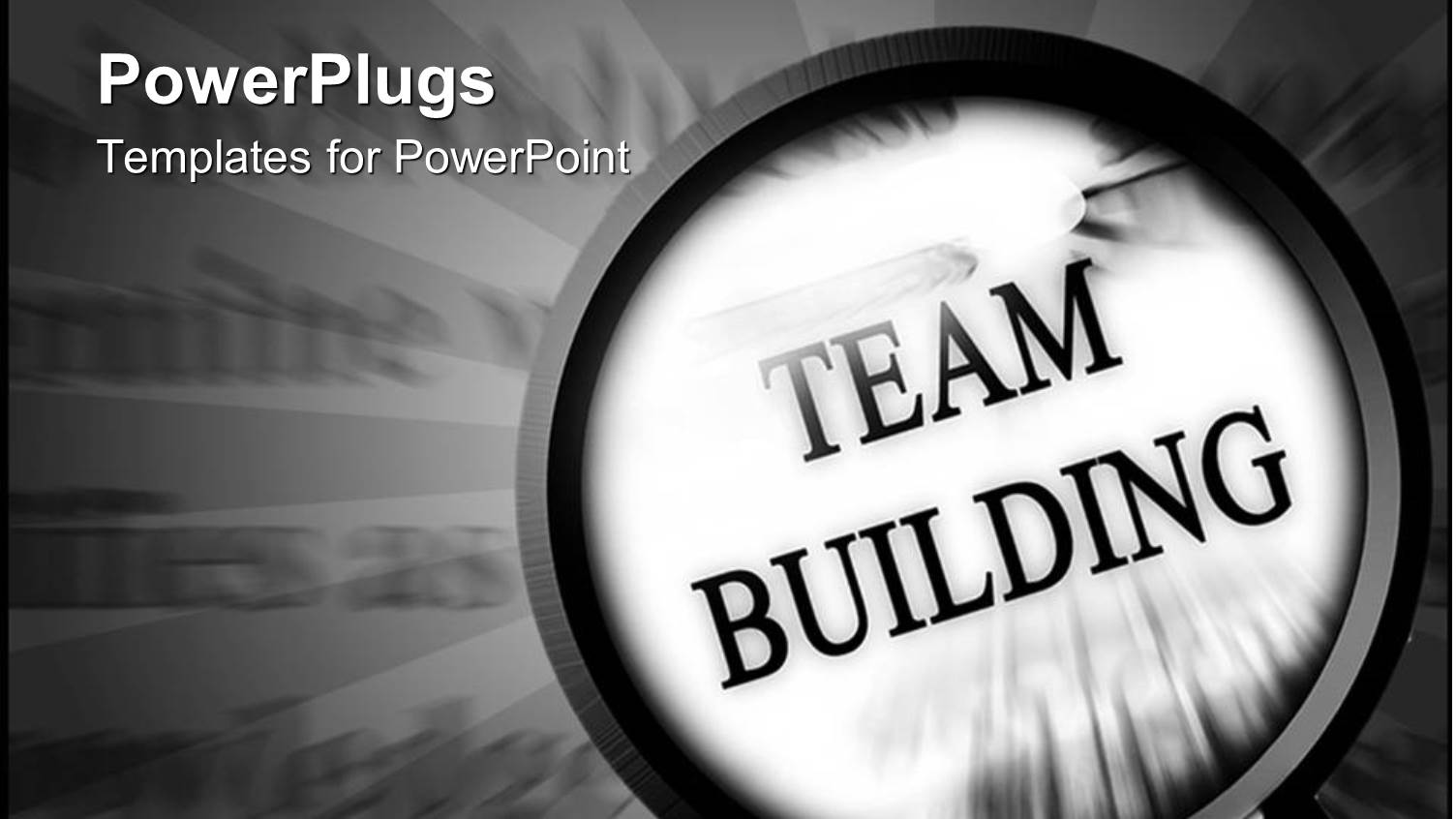 Magnifying Glass on Team Building Words on Blurred Background