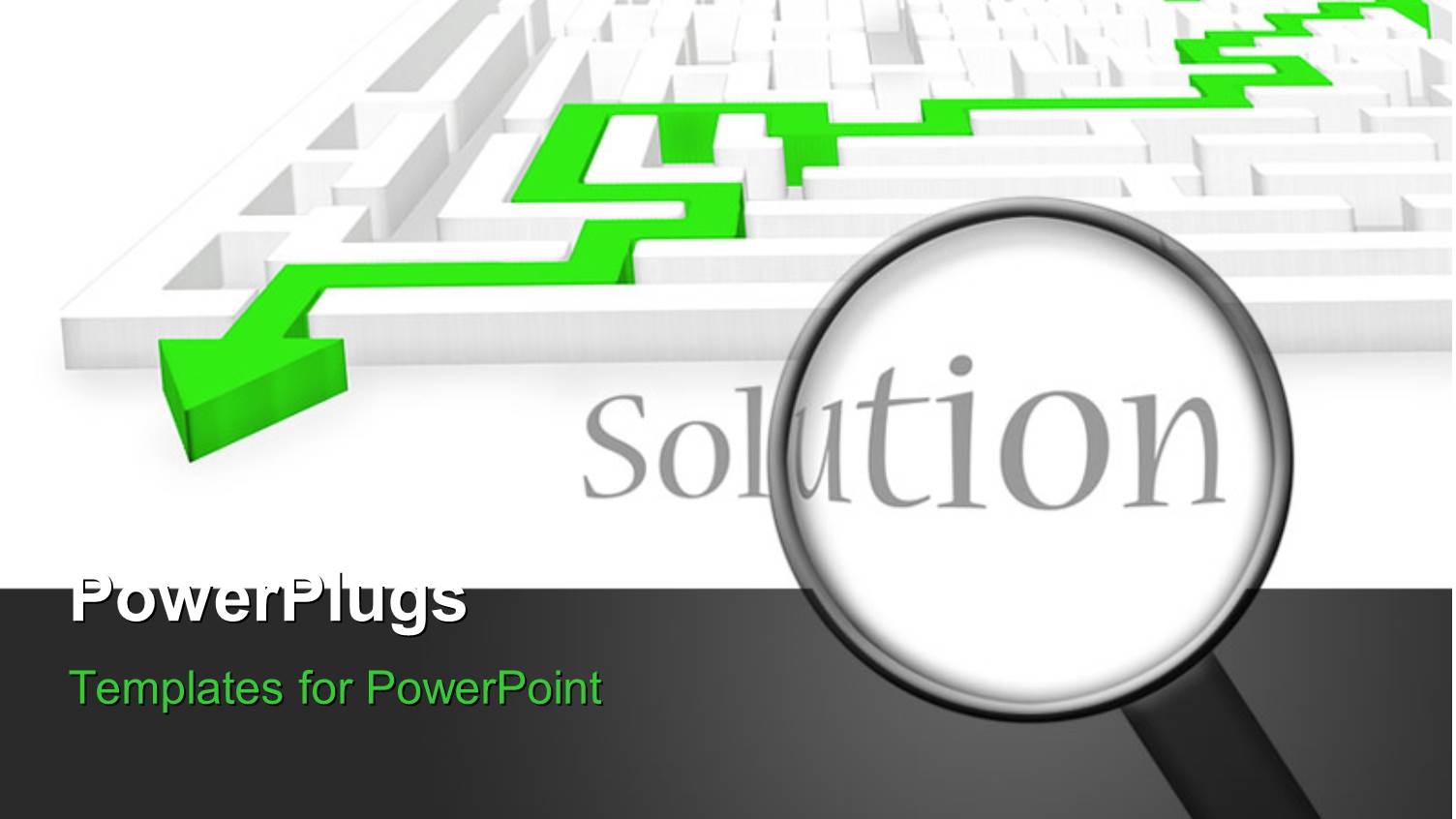 a Magnifying Glass and the Word Solution with a Maze in the Background