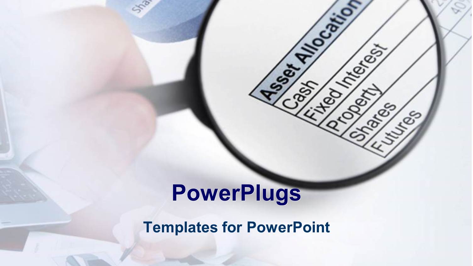 Magnifying Lens Highlighting Document on Asset Allocation in White Background