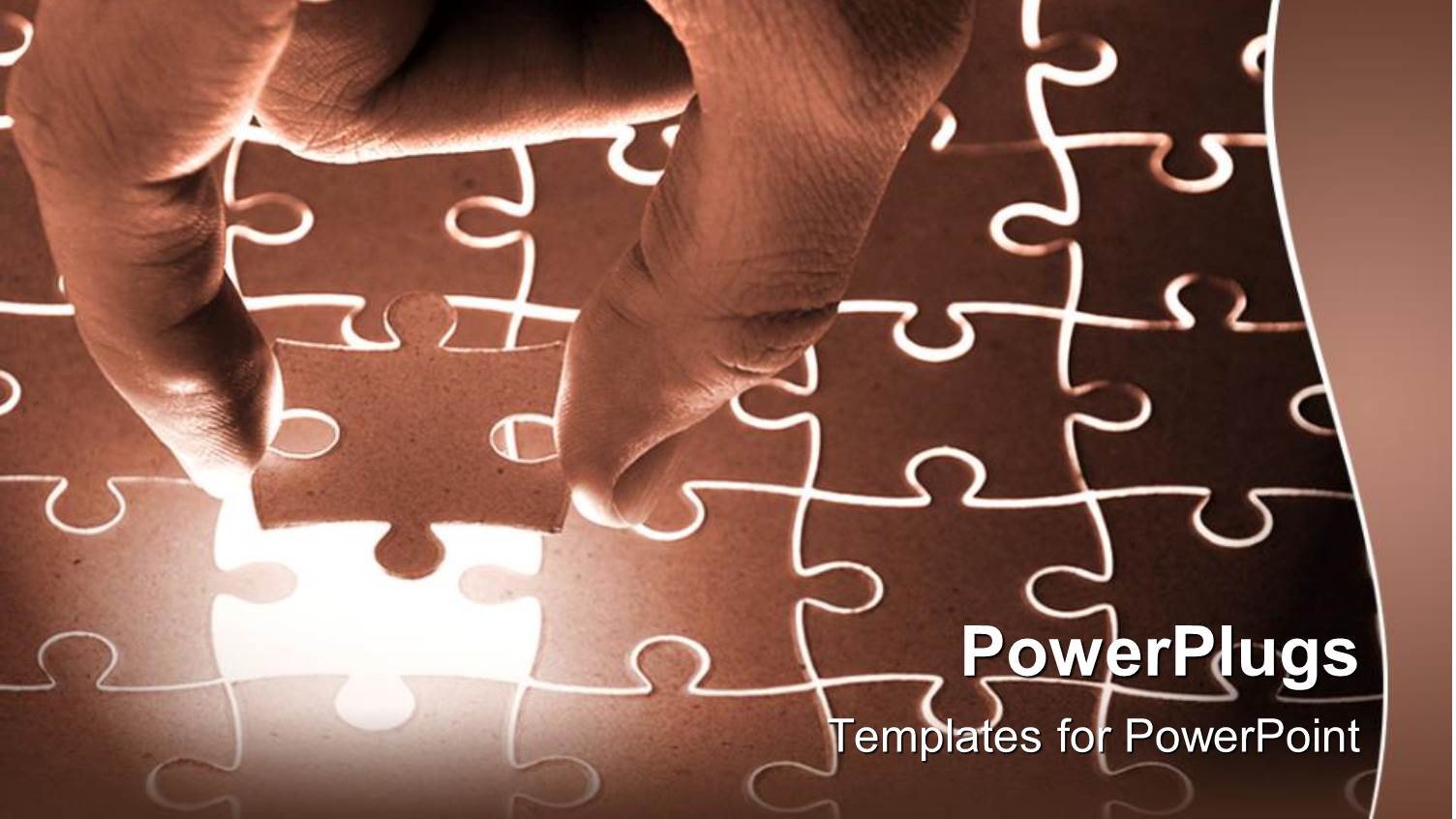 Male Hand Lowering Final Puzzle Piece into Illuminated Jigsaw Puzzle, Problem Solving Metaphor