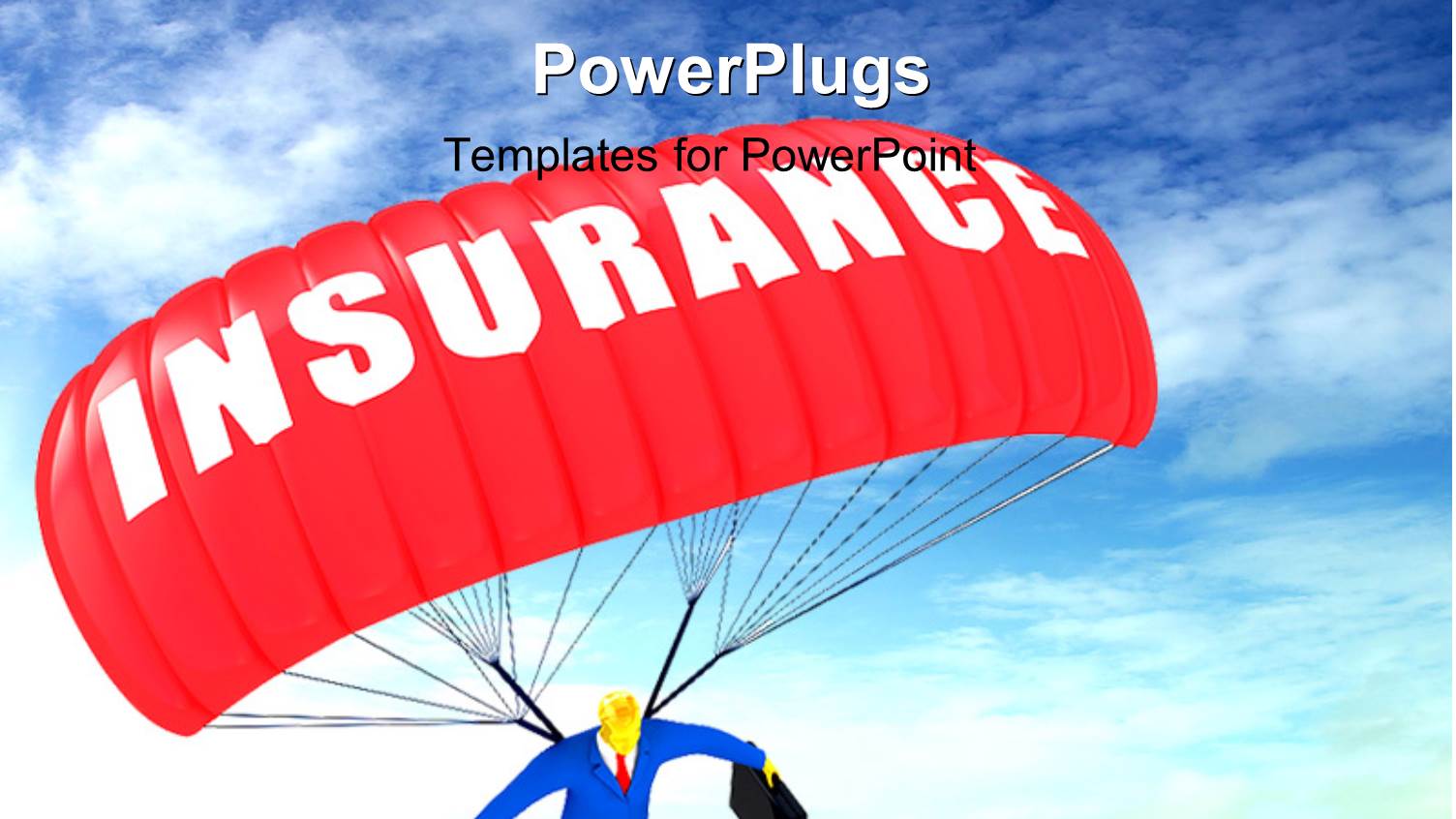 Man in Blue Suit Holding Briefcase with Red Insurance Parachute