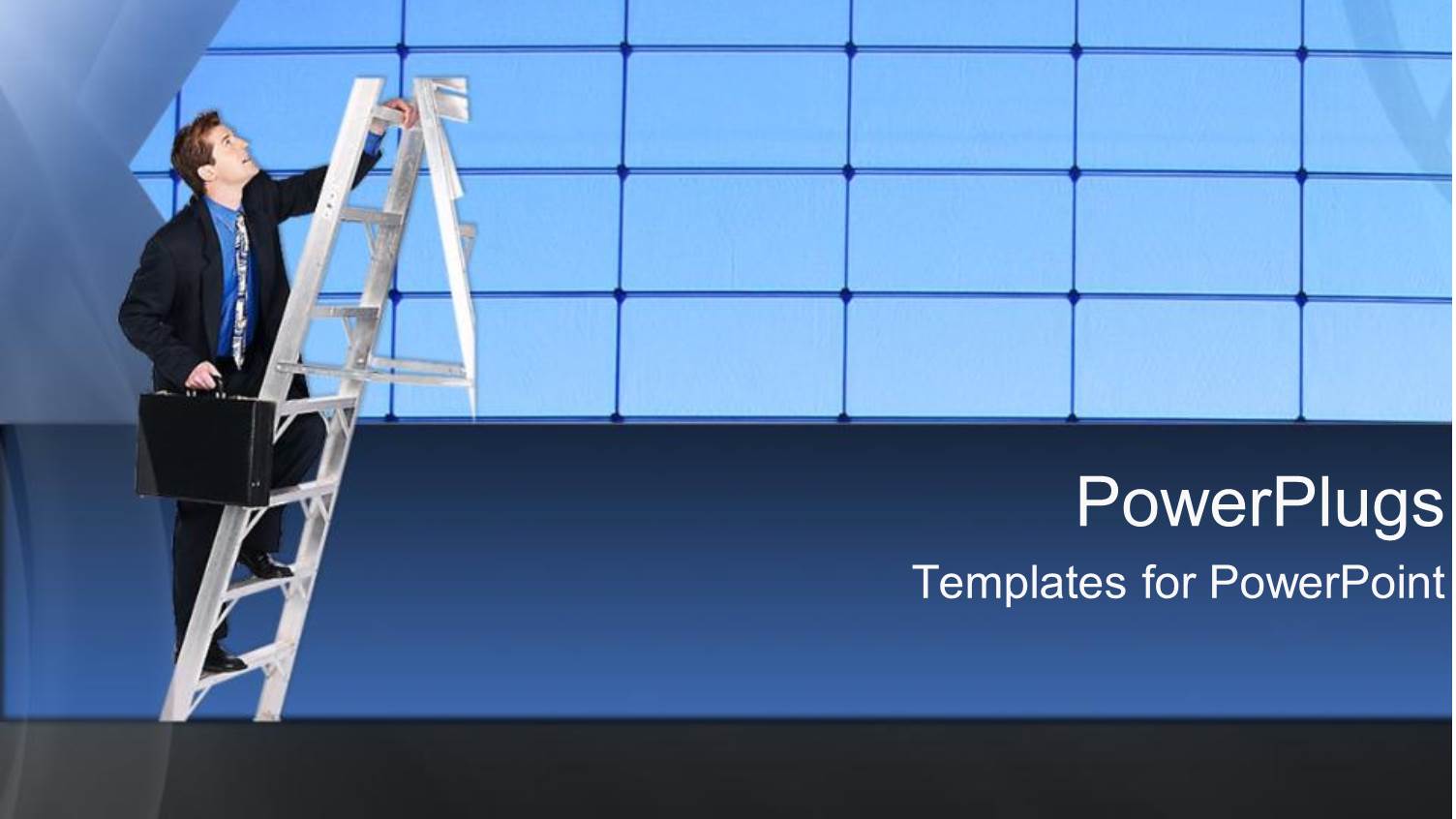 a Man with a Briefcase Climbing a Short Ladder`