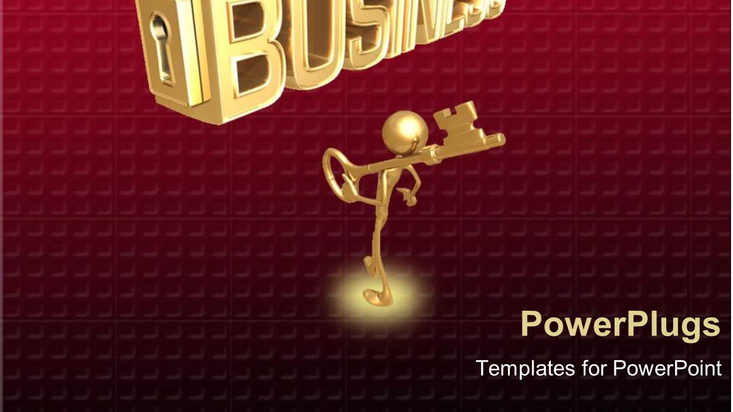 Man Carrying Key to Business on Shoulders on Wine Patterned Background