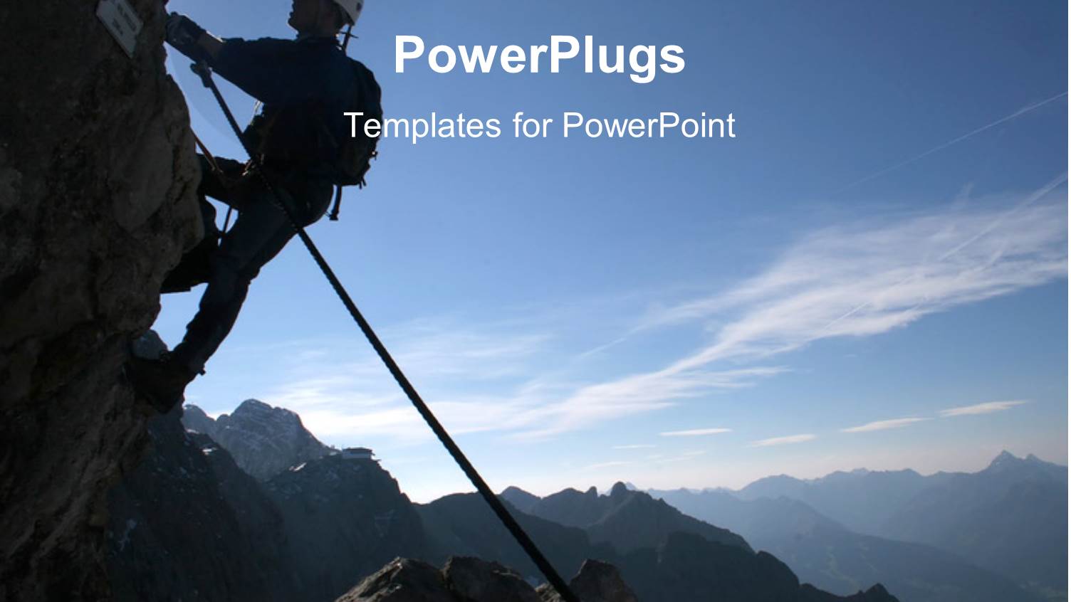 Man Climbing Mountain with Back Pack and Waist Rope