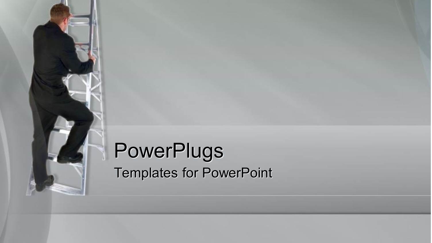 a Man Climbing a Silver Colored Stair Case on Ash Background