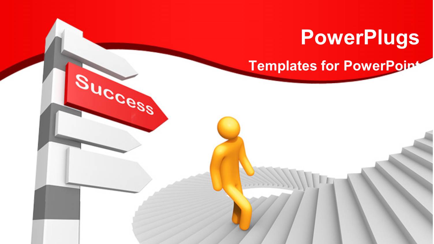 Man Climbing Stairs to Reach at Top with Success Keyword on Signpost