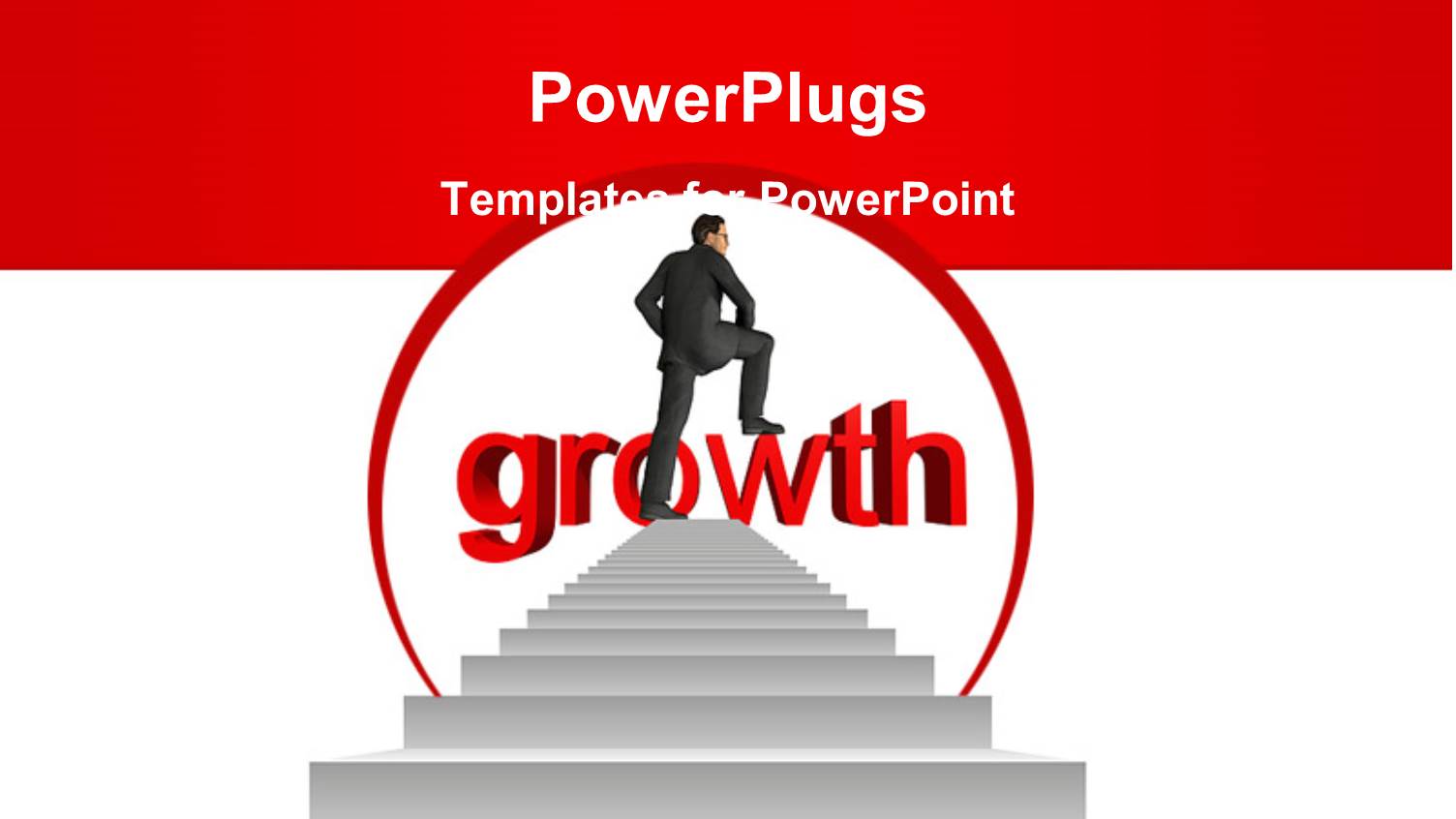 Man Climbing Up Growth Stairs with 3D Text Growth