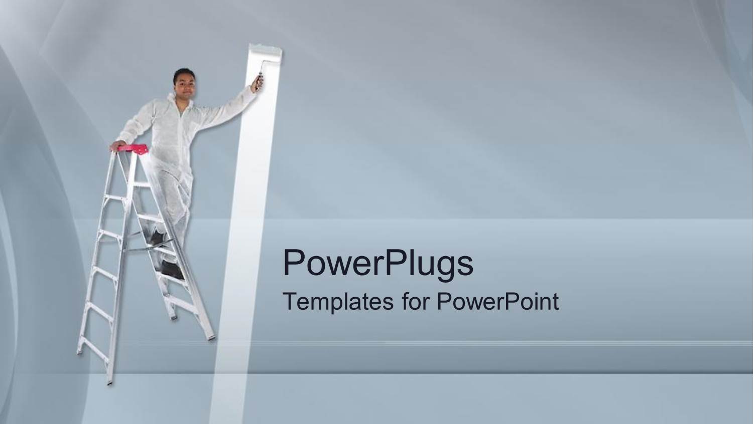 a Man Climbing a White Ladder and Painting a Wall