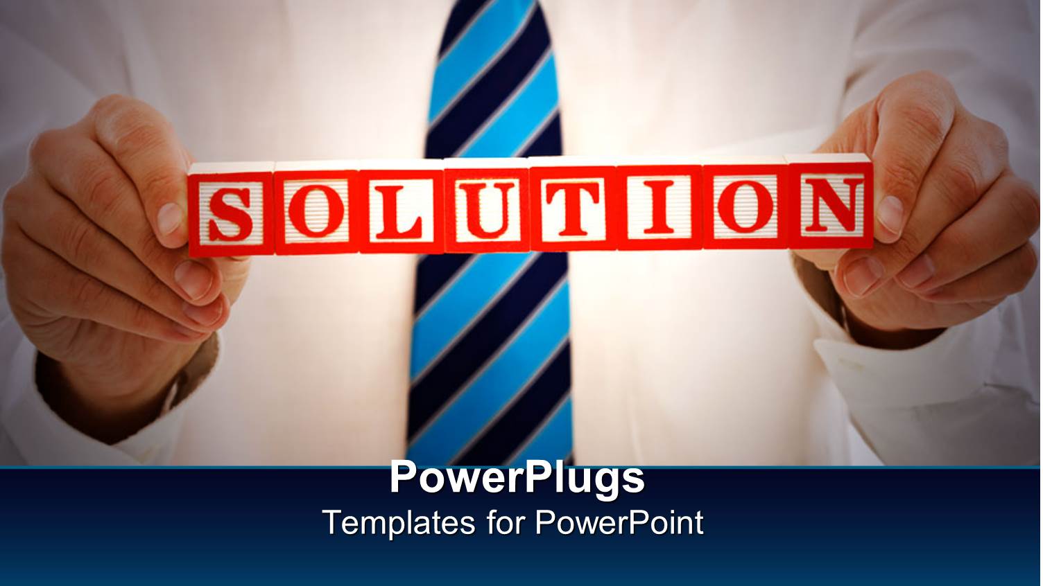 Man in Corporate Attire Holds Up Solution Sign