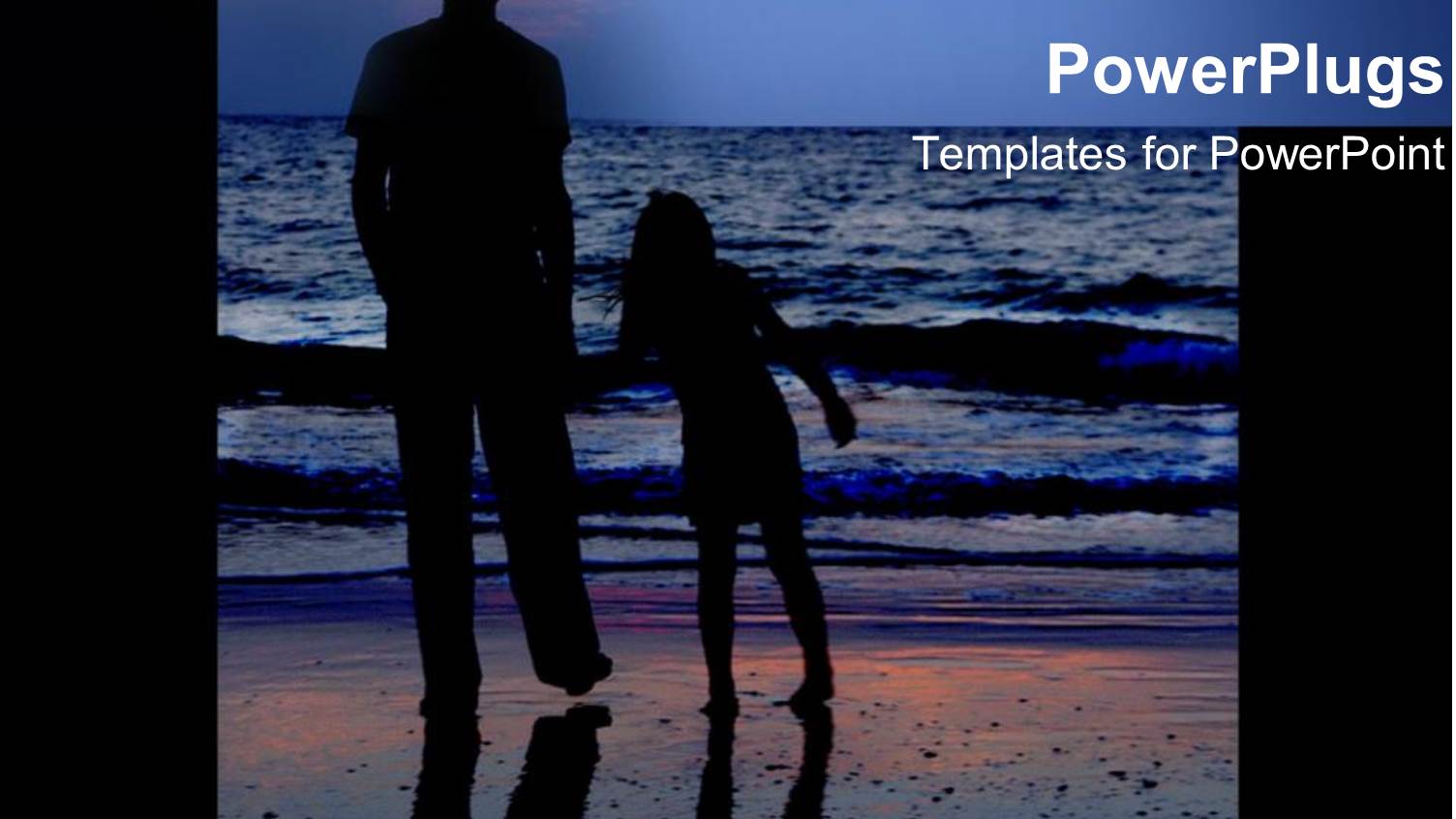 Man with Daughter Standing on Beach Sand Watching Sea Waves