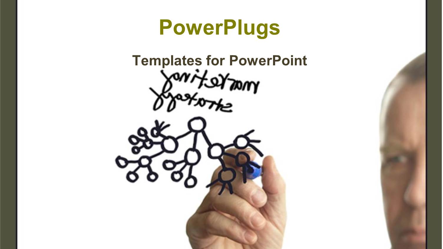 Man Drawing Business Strategy with Pen, White Background