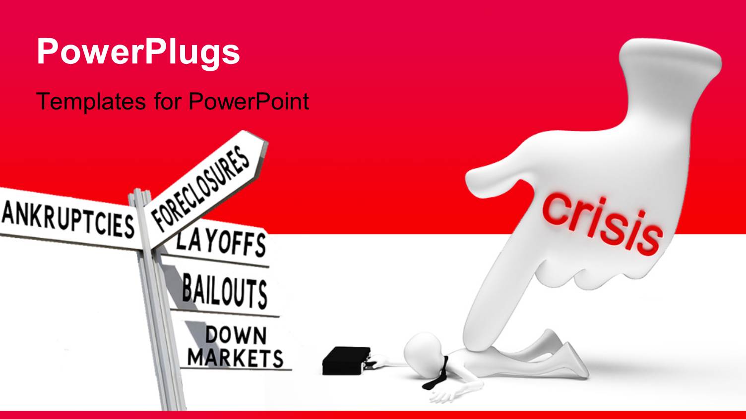 Man Fell from the Crisis with Signboards and Keywords