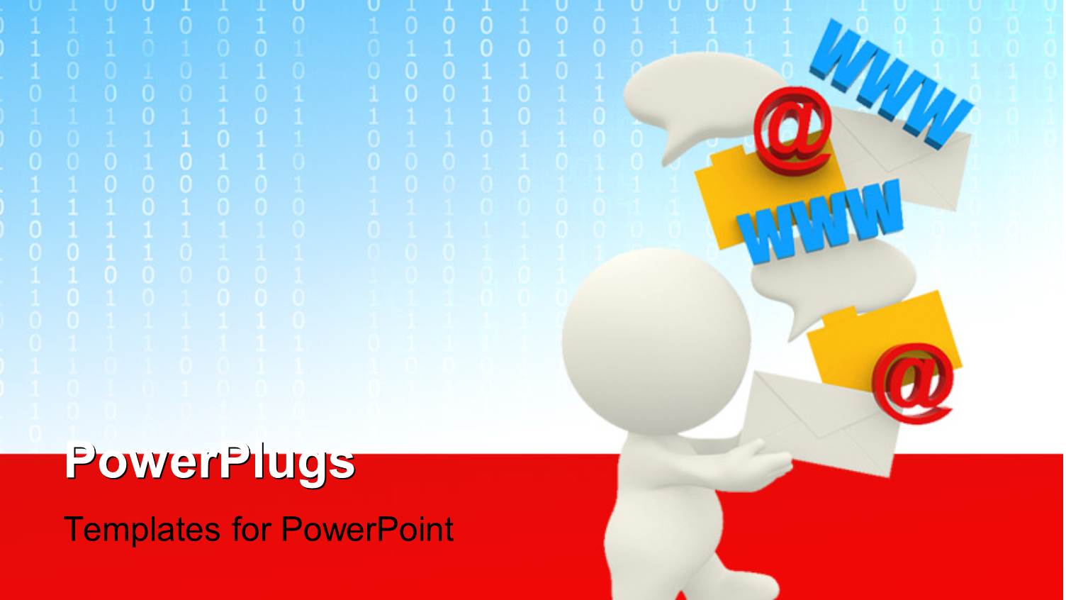 Man with all Forms of Communication Symbols Loving Technology with Binary Code in Background