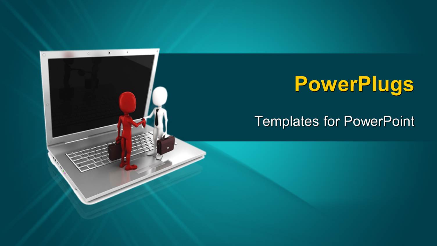 Handshake of 3D Business Professionals on Laptop