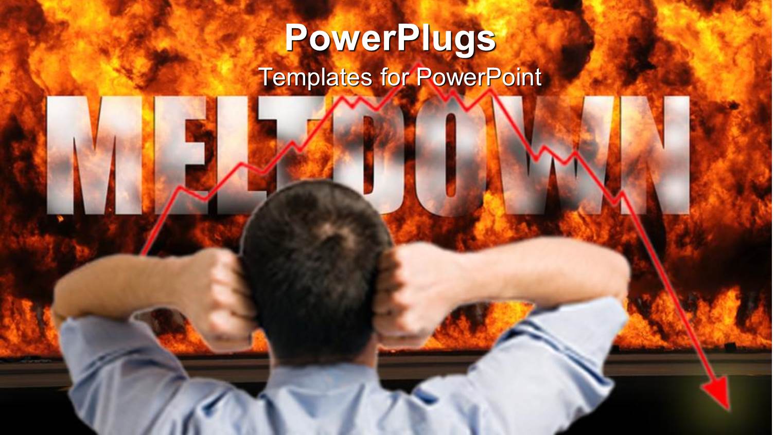 Man with Hands on Head as he Stares at Fire Explosion