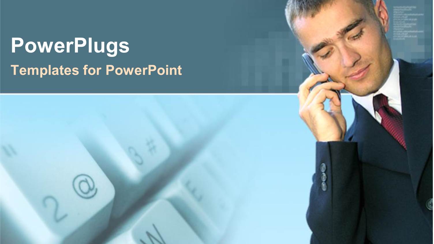 a Man Having a Phone Call with a Keyboard Background