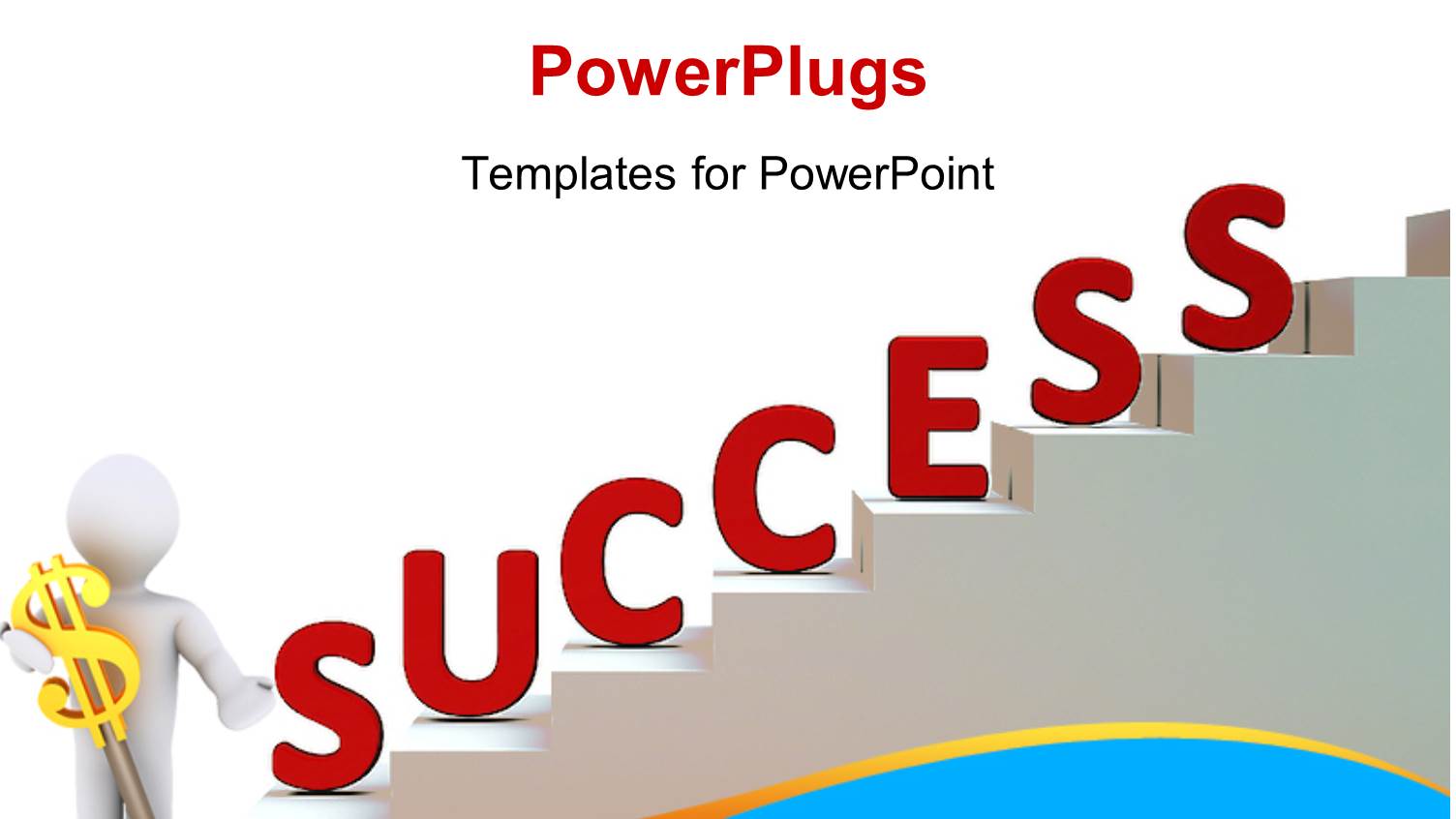 Man Holding Dollar Key Stands Beside Stairs Leading to Success