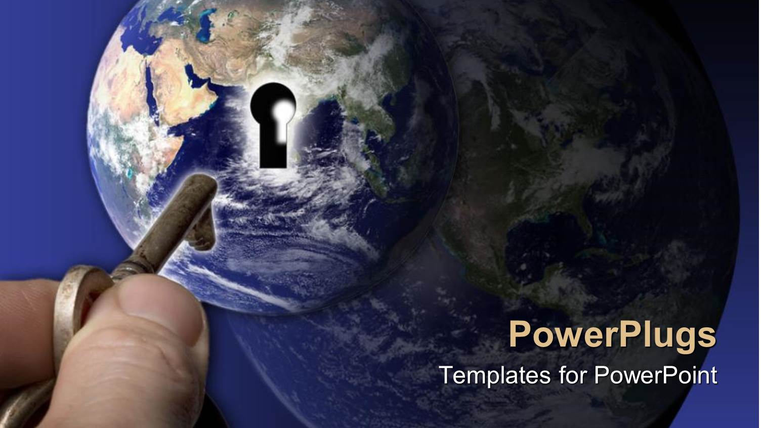 Man Holding Key to Keyhole on Protrusion on Earth Globe