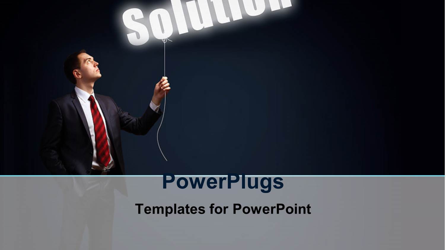 a Man Holding the Lighted Word Solution Over Dark Background