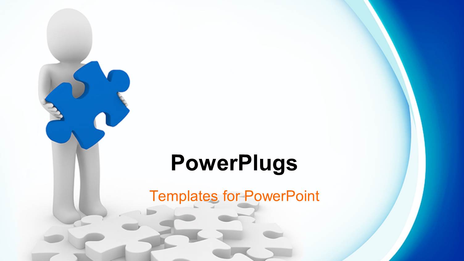 a Man Holding a Puzzle Piece with White and Blue Background as a Metaphor