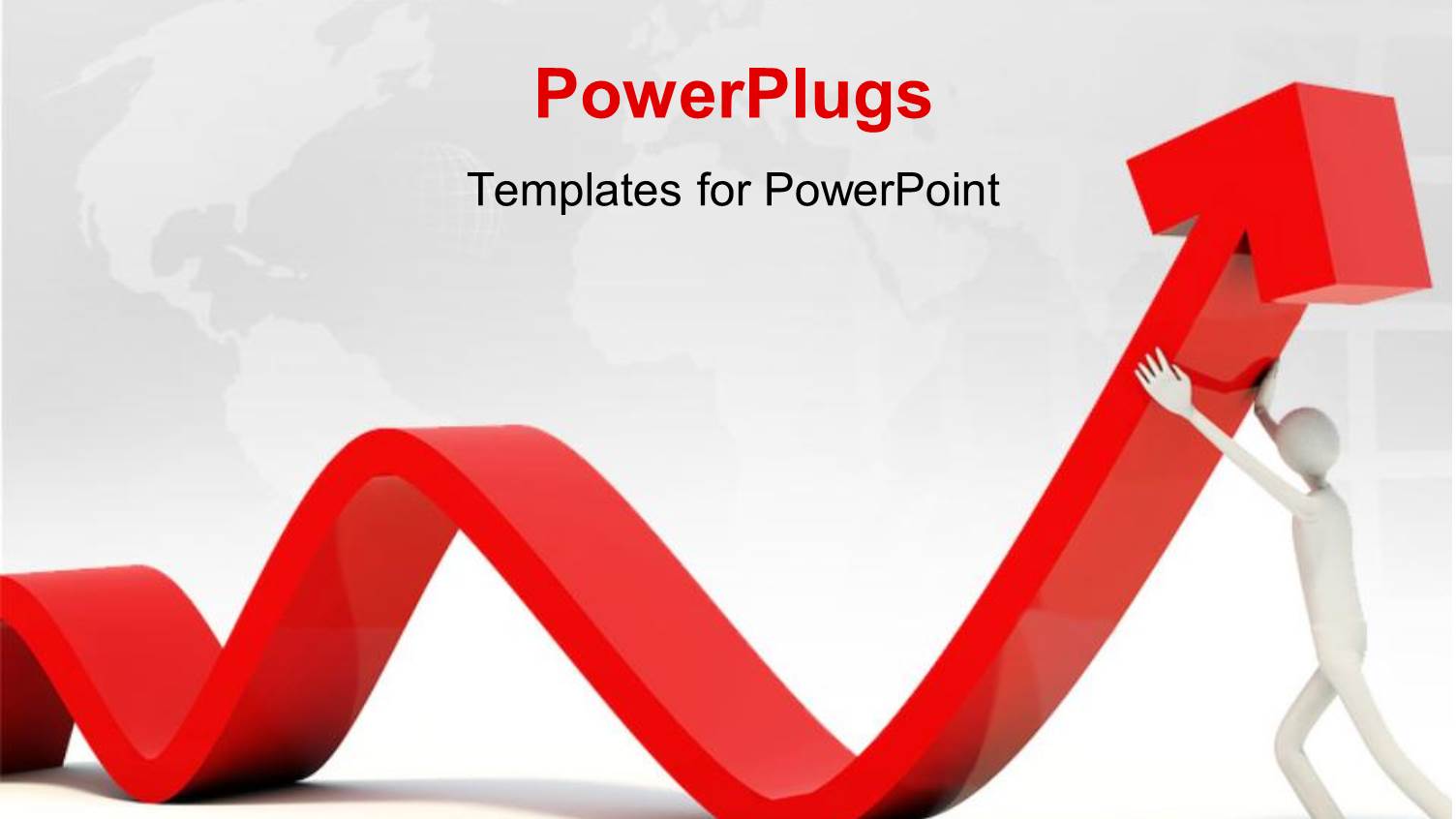 Man Holding Up Wavy 3D Arrow Over World Map