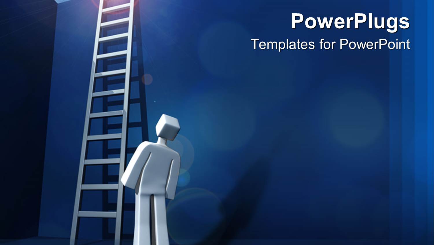 Man Look Up at Ladder Standing Beside Wall Leading Out of Box