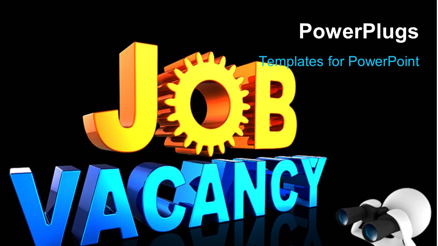 Man Looking Through Binoculars with Text Job Vacancy on Black Background 