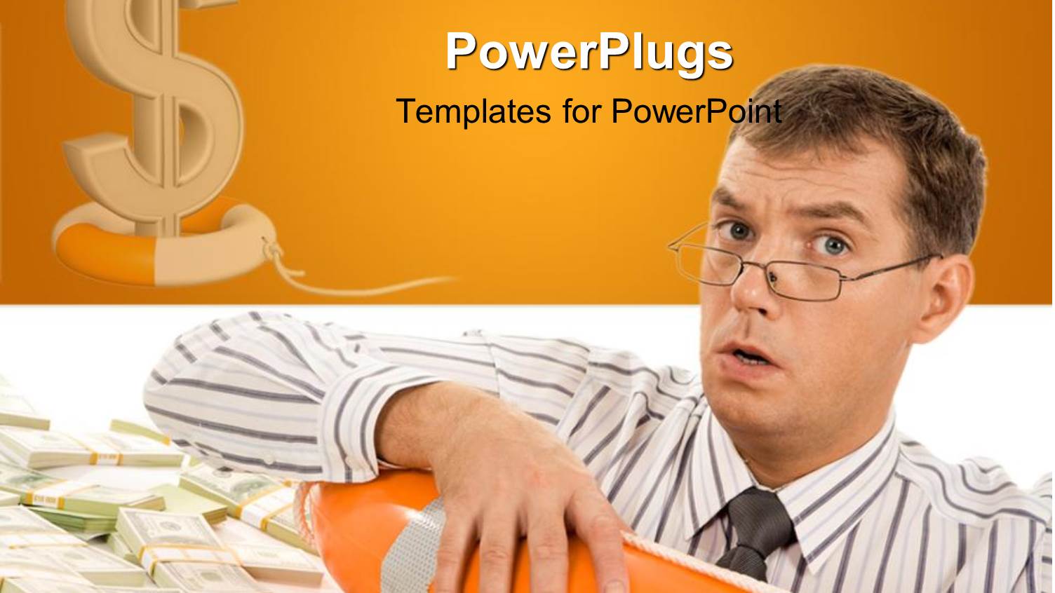 a Man Looking Troubled in a Buoy with Lots of Dollar Bills