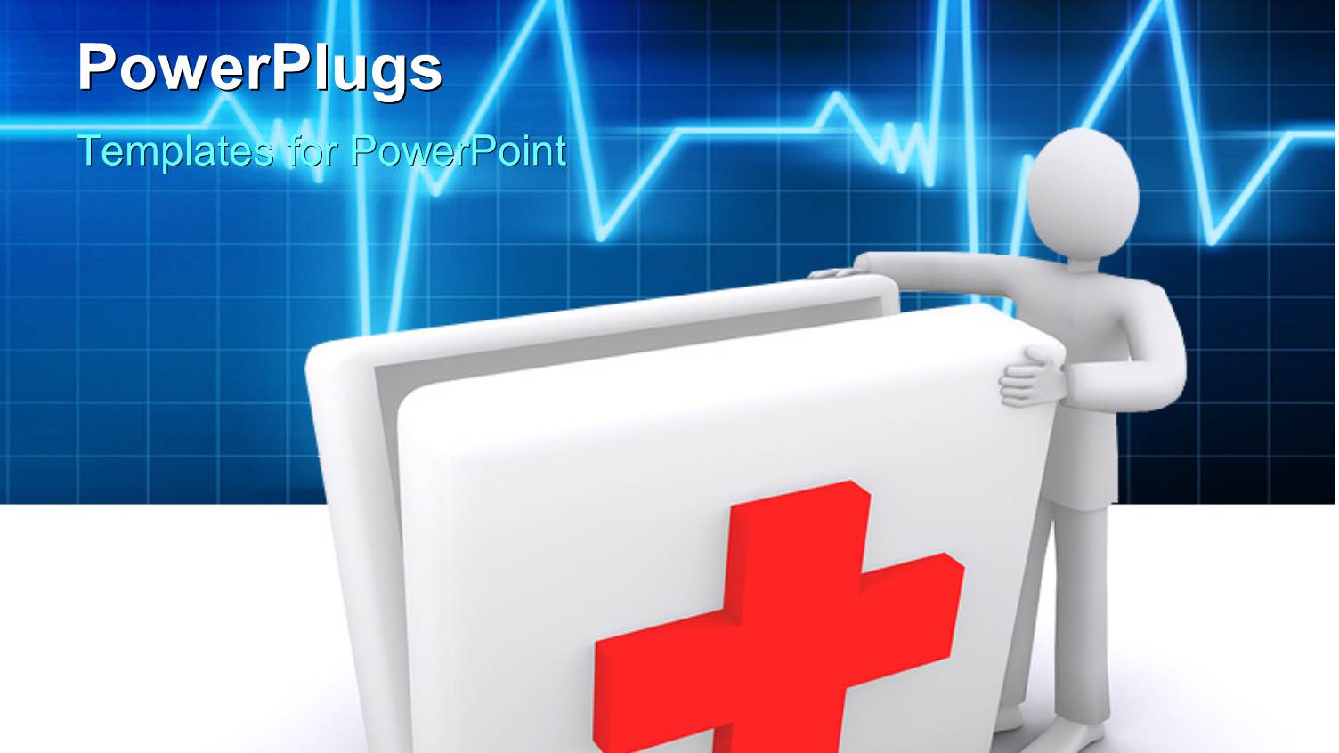 Man Opening First Aid Box with Medical Symbol on it and ECG Wave in Background