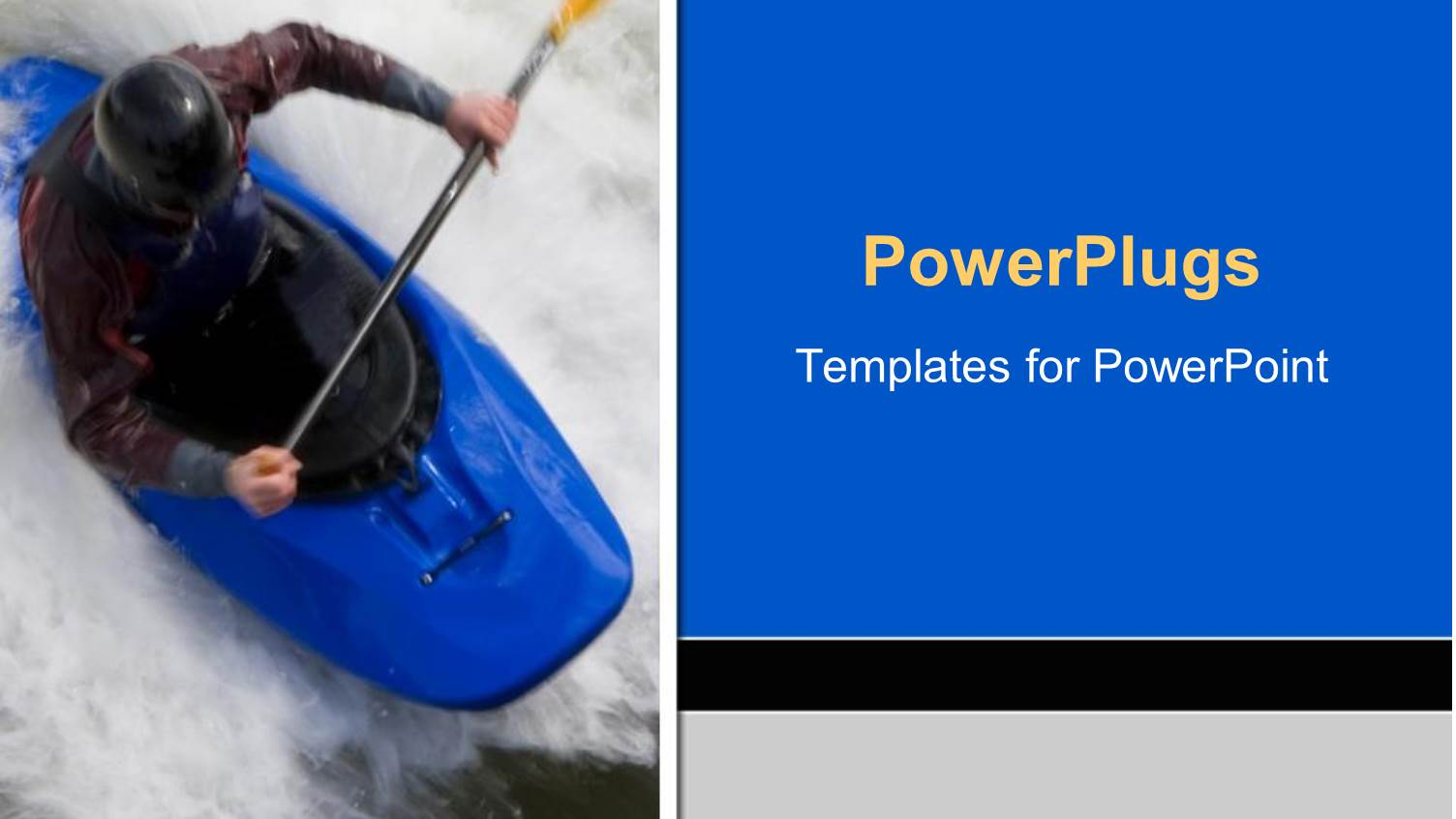 Man Paddling Blue Kayak Through White Water Rapids