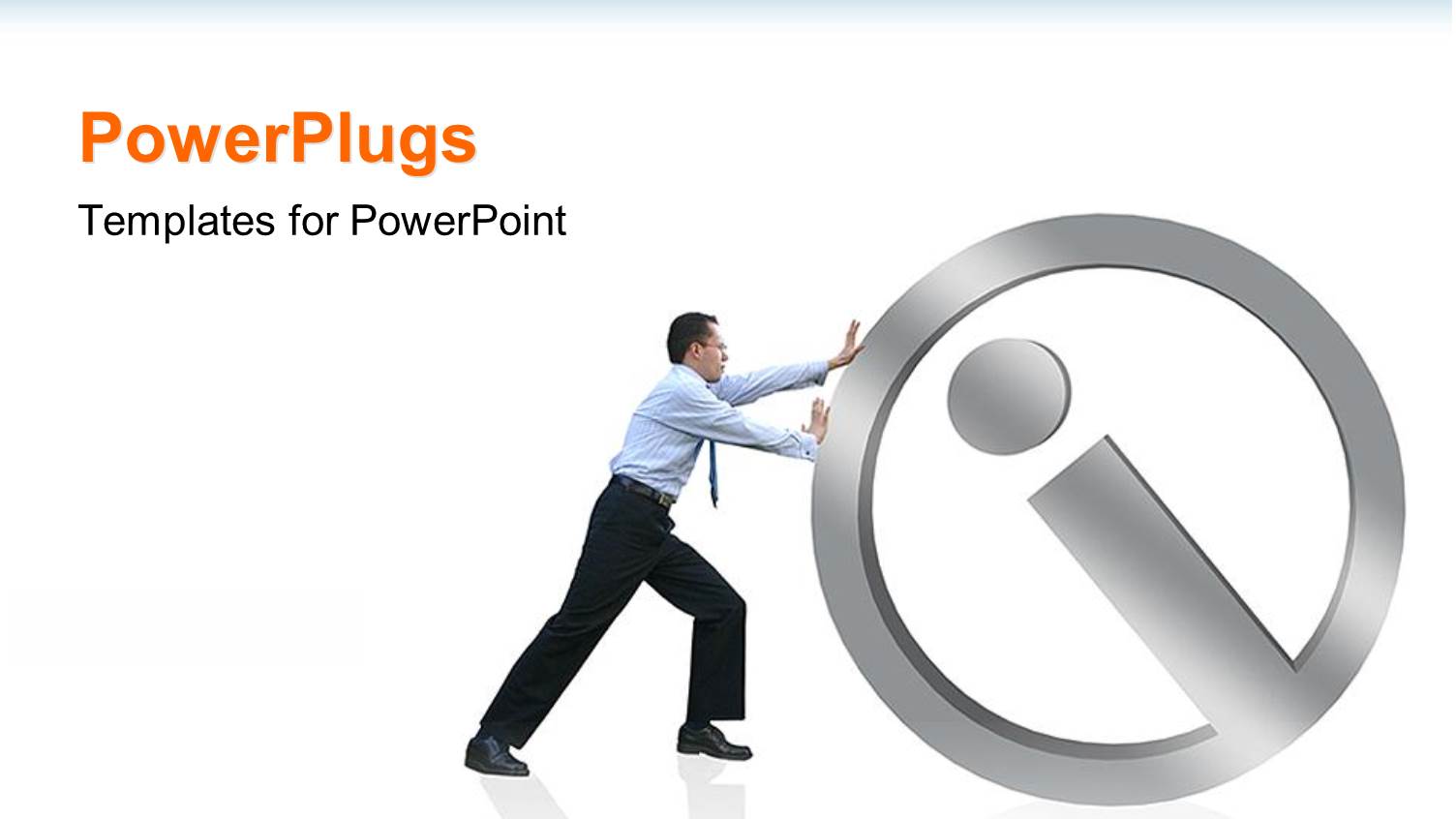 Man Pushing the Information Icon on White and Blue Background