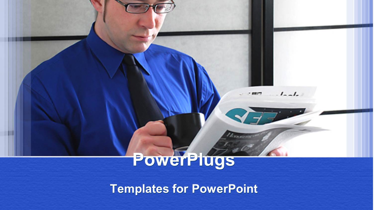 a Man Reading a Hewspaper and Holding a Cup