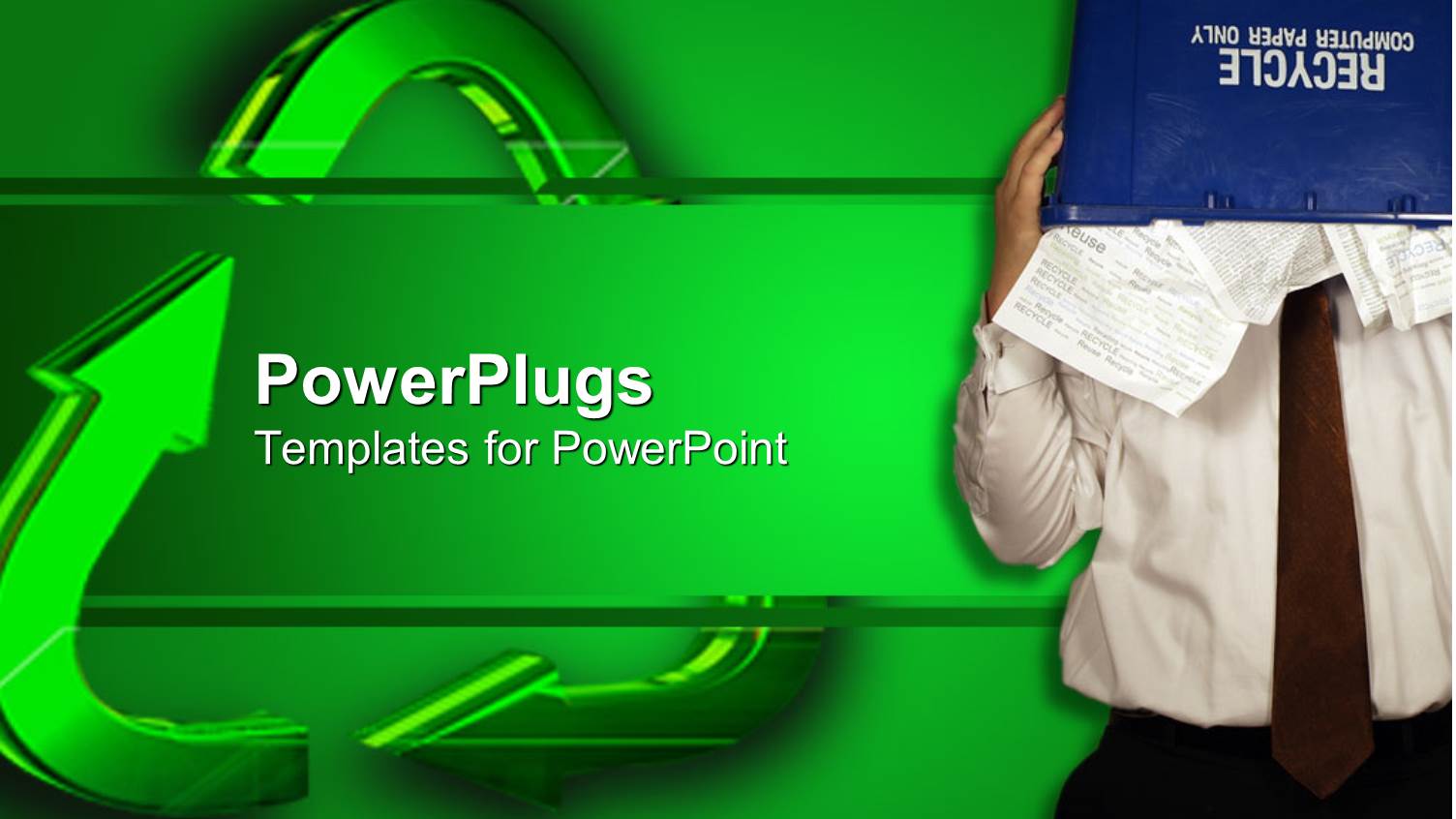 a Man with a Recycle Bin Covering his Face Beside Green Arrows