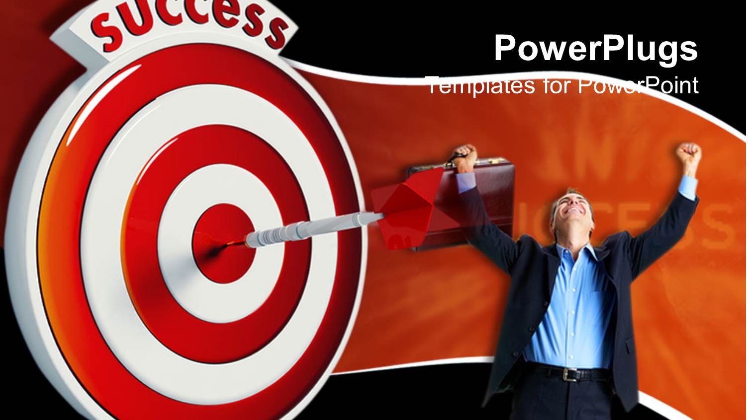 Man Rejoicing with Dart Hitting Middle of Success Target