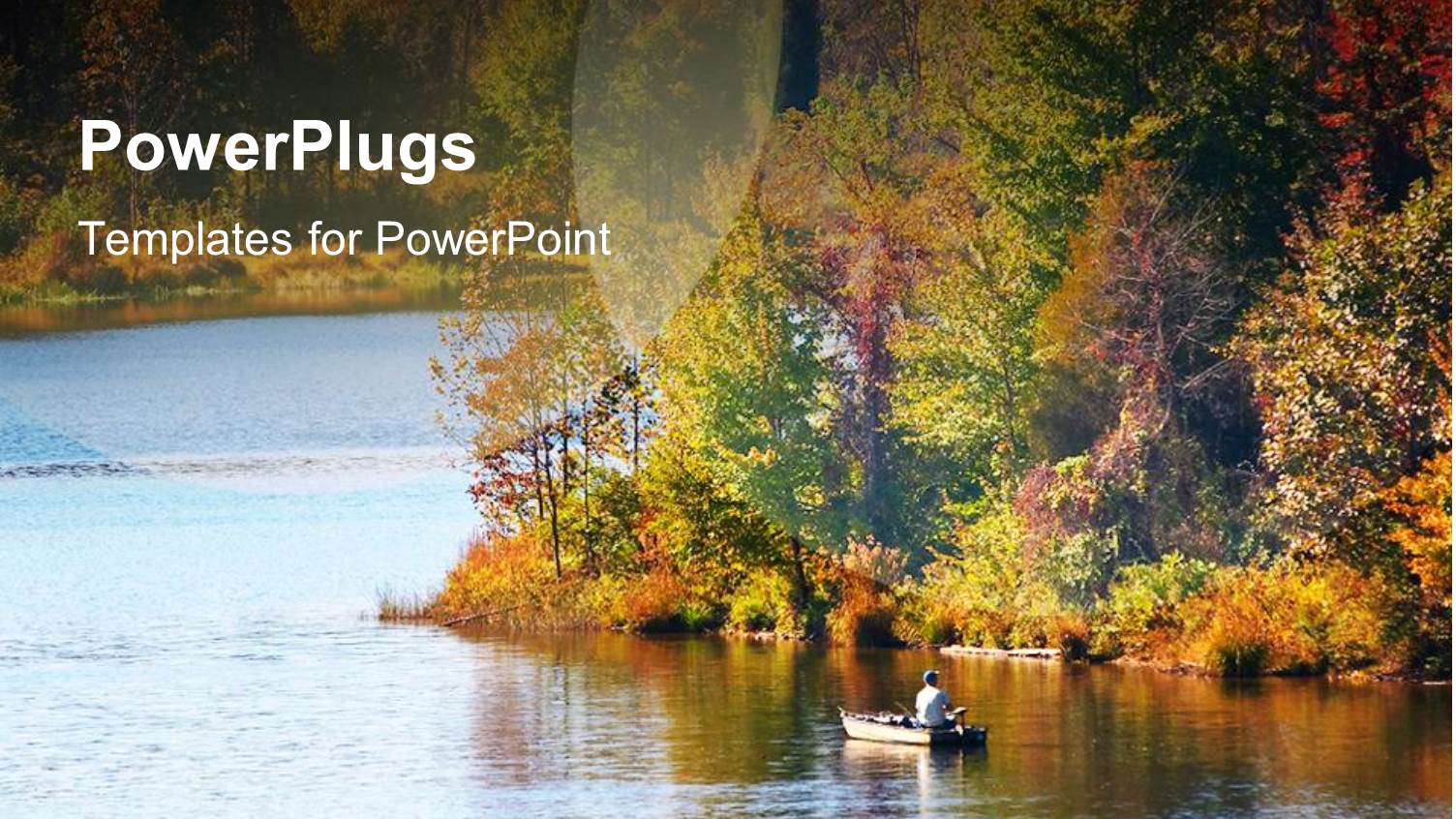 Man Rowing Canoe in Beautiful Lake with Flowers