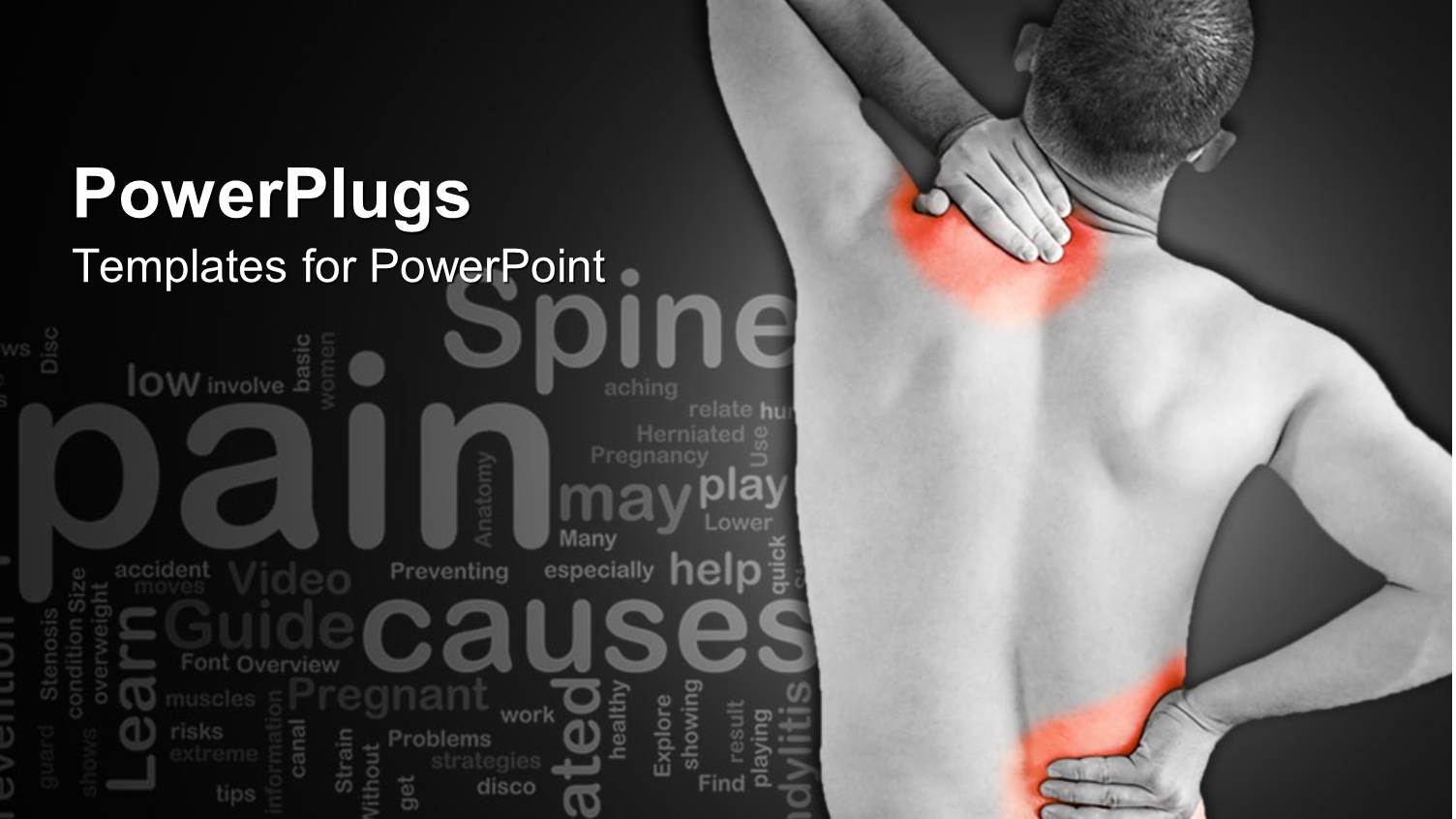 Man Rubbing Neck and Back Beside Chiropractor Terms, Lumbar Pain, Medicine