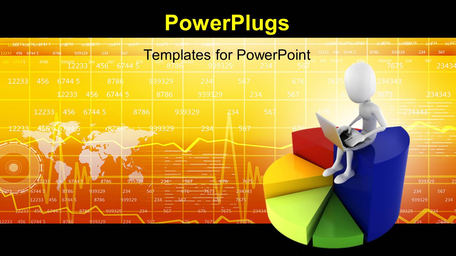 a Spiral Pie Chart with a 3D Character Sitting on Top with a Laptop