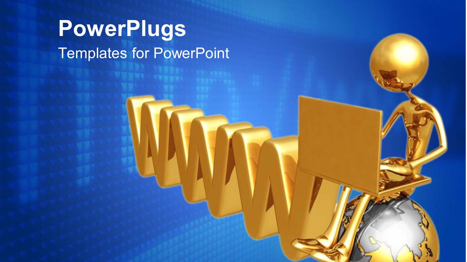 Man Sitting on Globe Beside 3D WWW on Blue Background