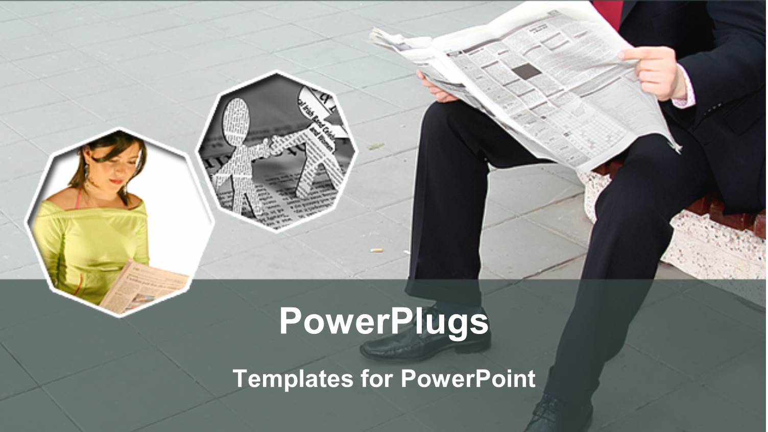 a Man Sitting and Reading a Newspaper with a Lady