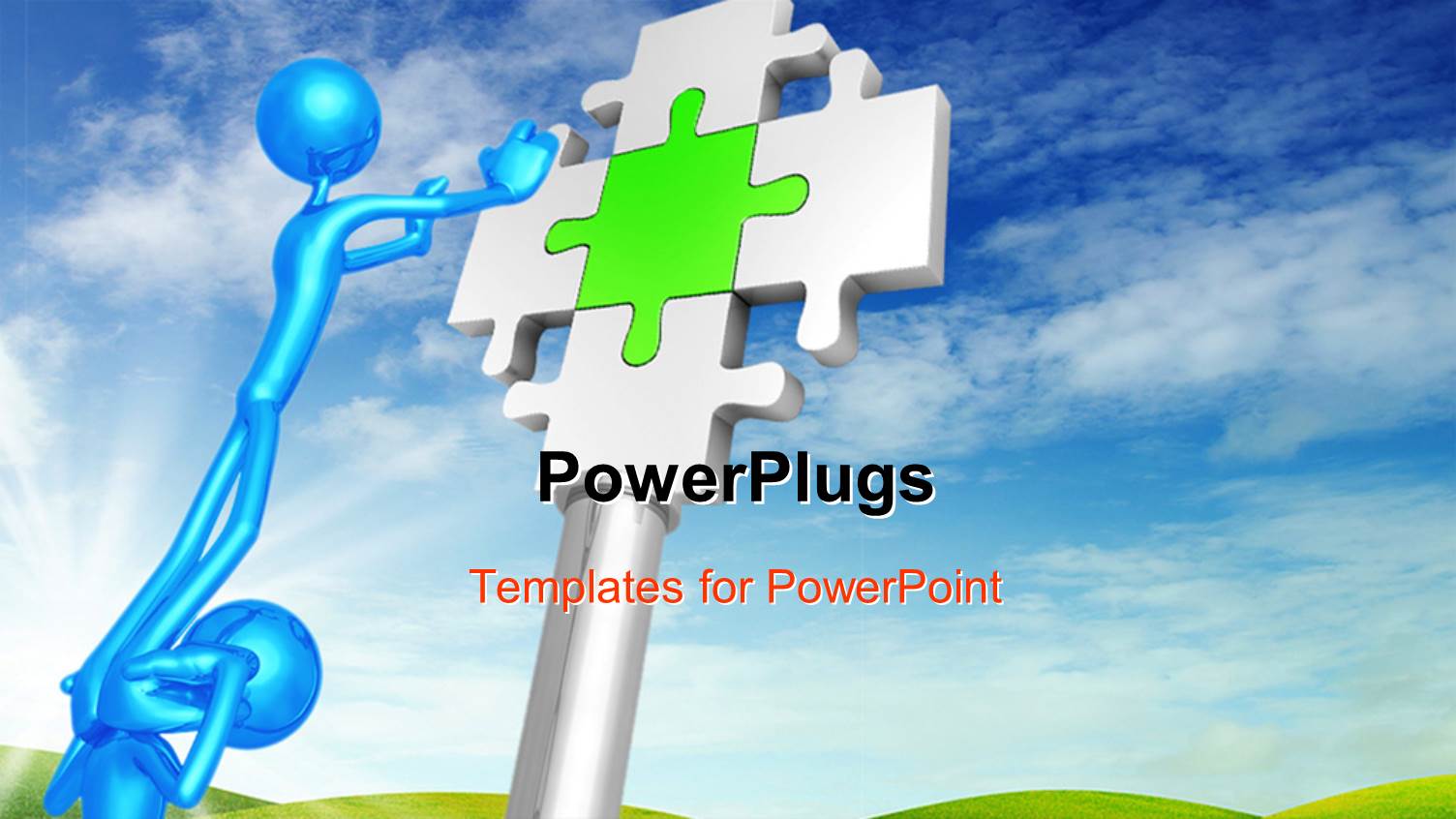 Man Standing on Another Man's Shoulder Stretches Hand to Puzzle