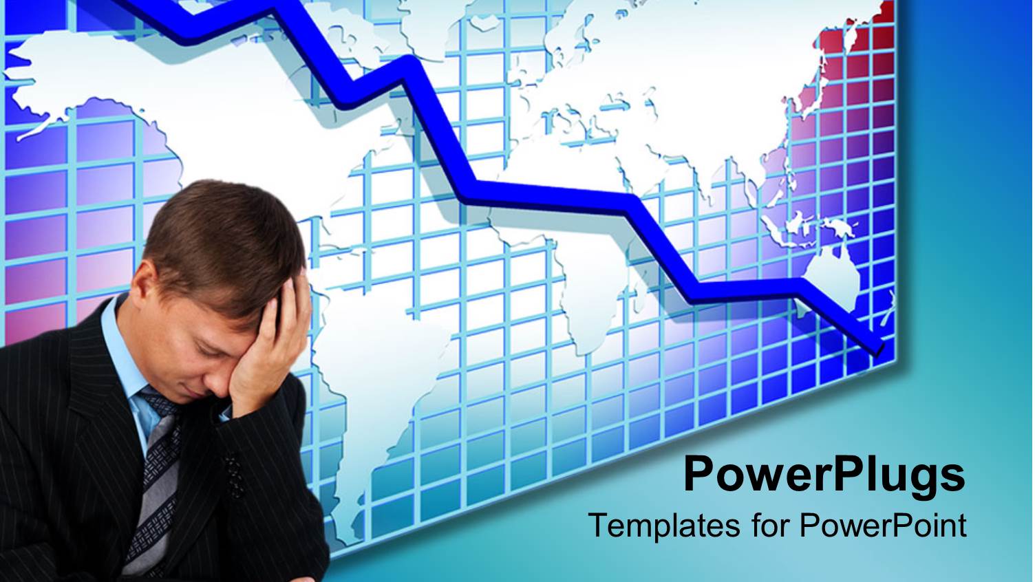 Man Stands Dejected as he Records Financial Loss with World Map in Background