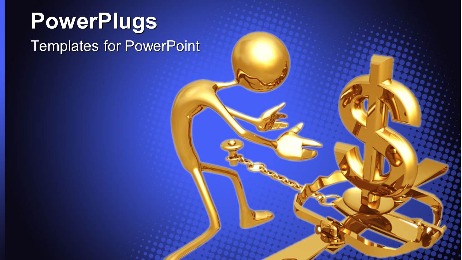 Man Staring at 3D Golden Dollar Sign on Blue Background