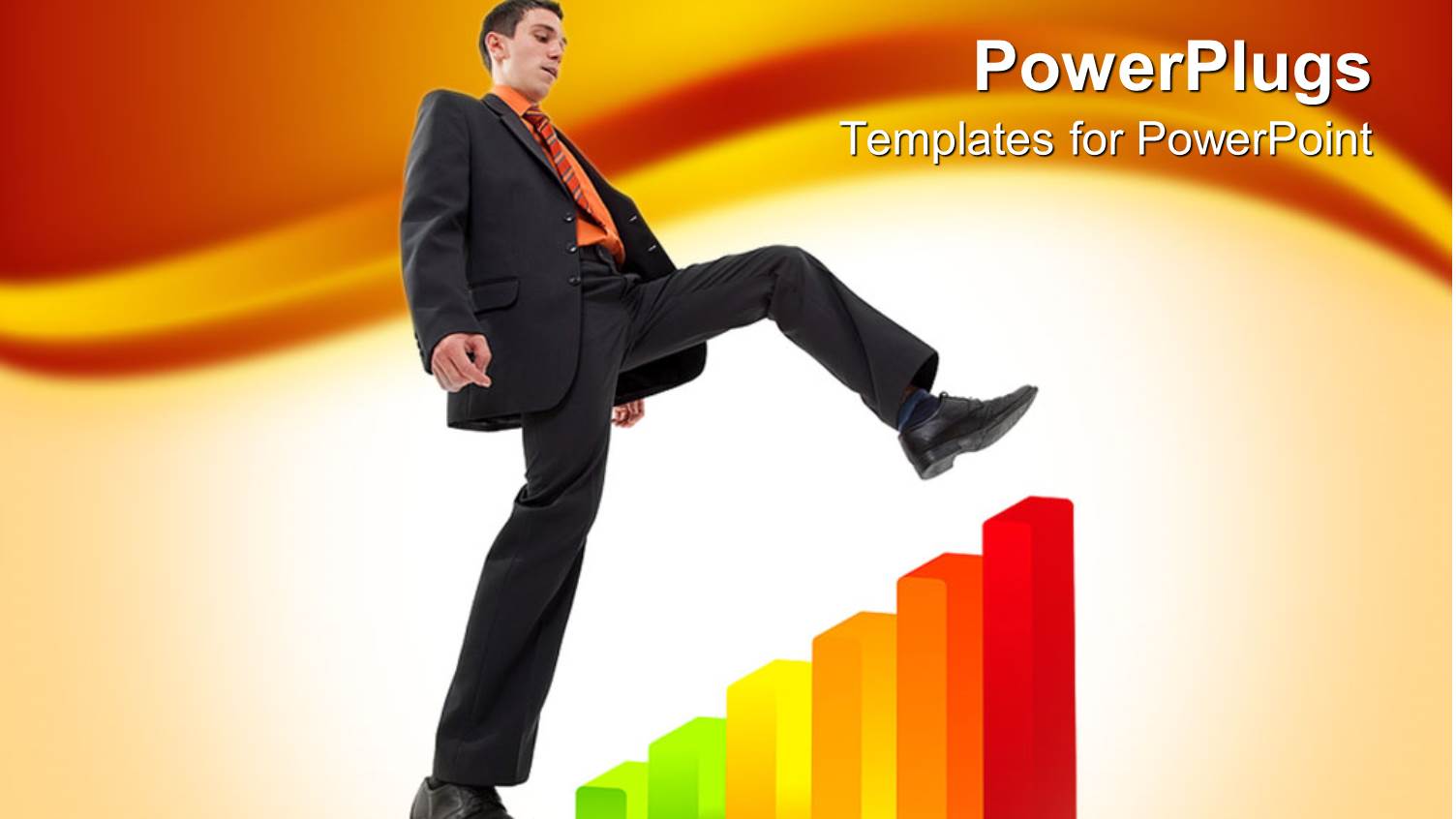 Man in Suit Climbing Colored 3D Chats