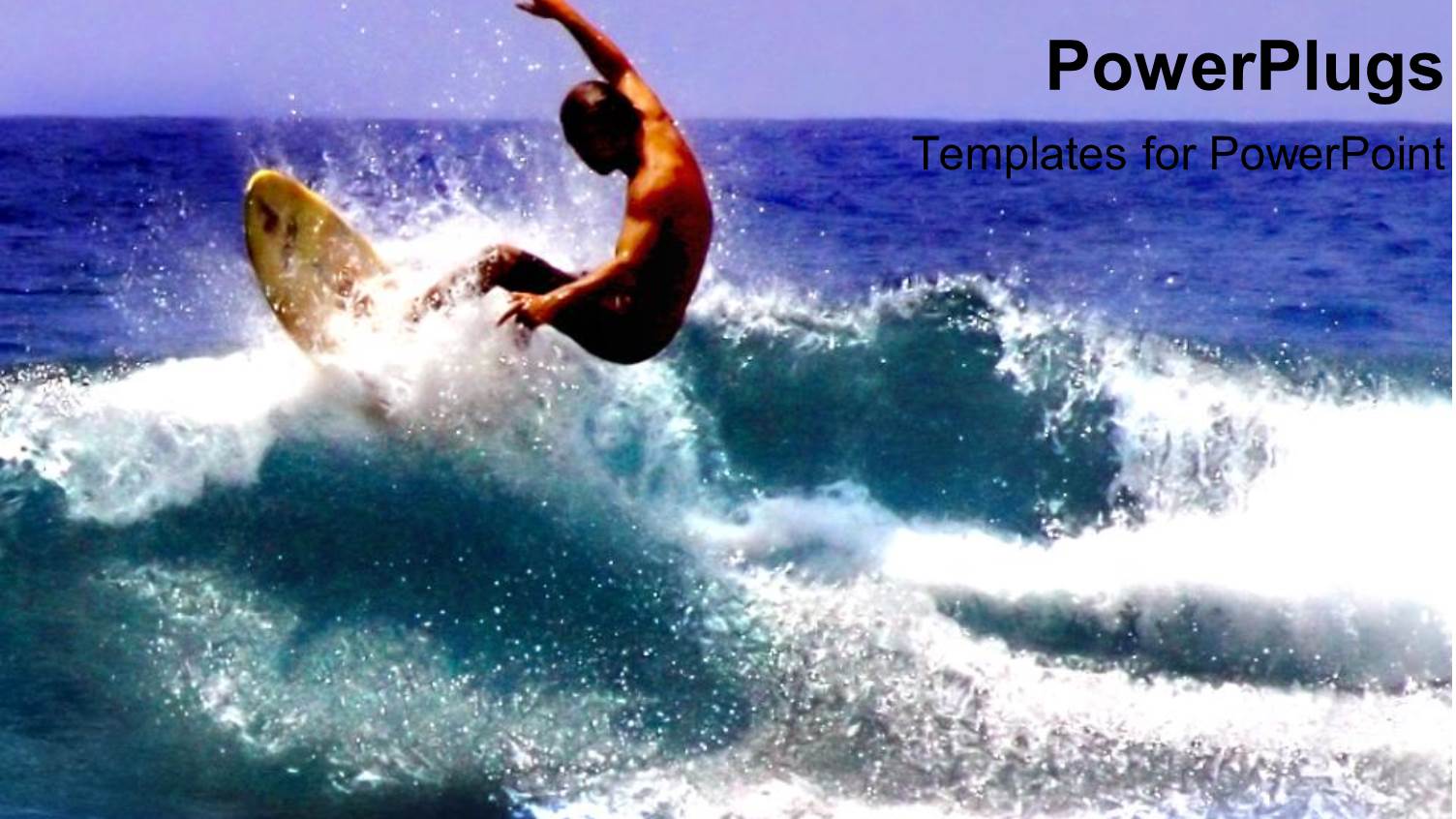 Man Surfing on a Rough Ocean Wave of a Blue Sea